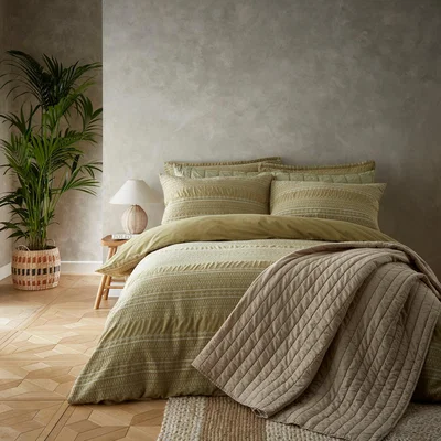 Dunelm Alara Jaquard Soft Olive Oxford Pillowcase
