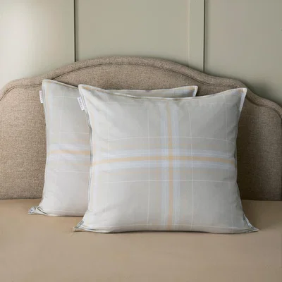 Dunelm Dorma Braemar Check Continental Square Pillowcase Pair Camel