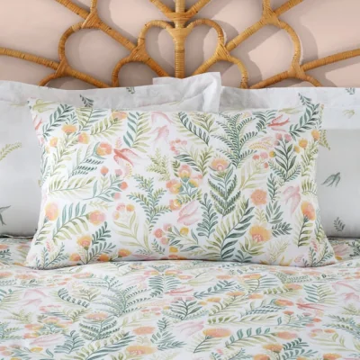 Dunelm Folk Botanical Green Oxford Pillowcase Green