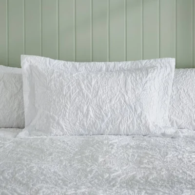 Dunelm Filey Leaf White Oxford Pillowcase White