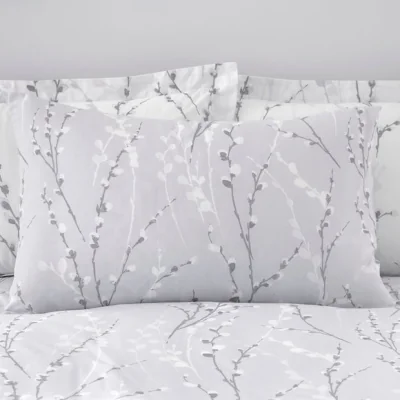 Dunelm Belle Grey Standard Pillowcase Pair Grey
