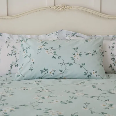Dunelm Edith Blue Standard Pillowcase Pair Blue
