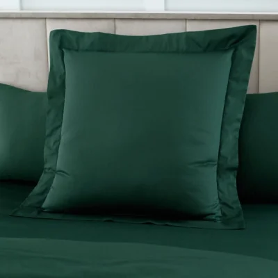 Dunelm Hotel 230 Thread Count Cotton Sateen V-Shape Pillowcase Green