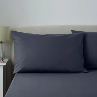 Dunelm Soft Cotton Standard Pillowcase Pair Navy (Blue)