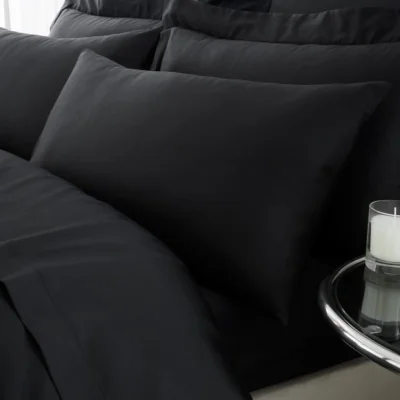Dunelm Hotel 230 Thread Count Cotton Sateen Standard Pillowcase Pair Black