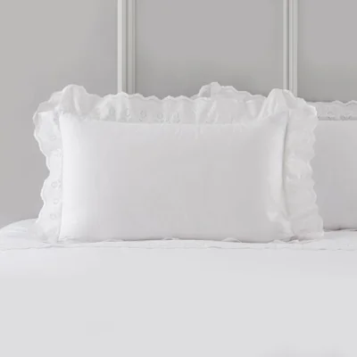 Dunelm Broderie Lace Edge 100% Cotton Oxford Pillowcase Pair