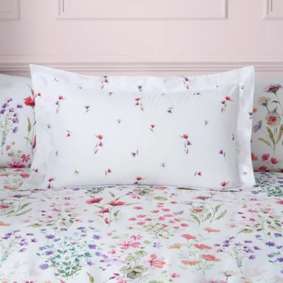 Dunelm Watercoloured Floral Pink Oxford Pillowcase Pink