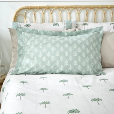 Dunelm Palm Tree Oxford Pillowcase Green