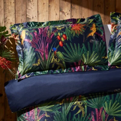 Dunelm Tropical Treasures Oxford Pillowcase Navy (Blue)
