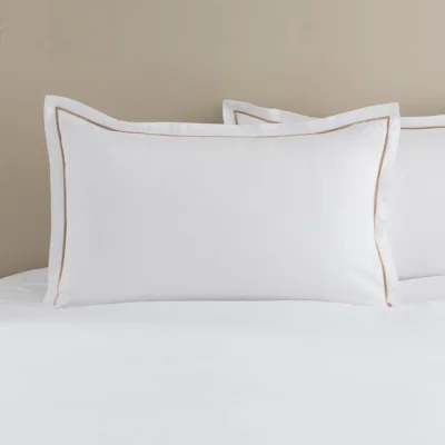 Dunelm Embroidered Leaf Trail Microfibre Oxford Pillowcase