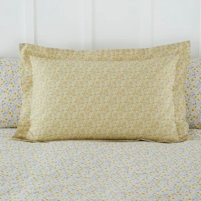Dunelm Bessie Ditsy Floral Ochre 100% Cotton Oxford Pillowcase Ochre (Yellow)