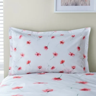 Dunelm Lexi Poppy Oxford Pillowcase Red
