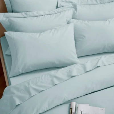 Dunelm Dorma Egyptian Cotton 400 Thread Count Percale Standard Pillowcase Blue
