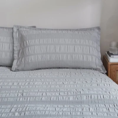 Dunelm Woven Brixham Seersucker Cotton Oxford Pillowcase