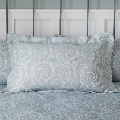 Dunelm Abigail Blue Textured Oxford Pillowcase Blue and White