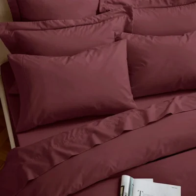 Dunelm Dorma Egyptian Cotton 400 Thread Count Percale Standard Pillowcase Dark Red