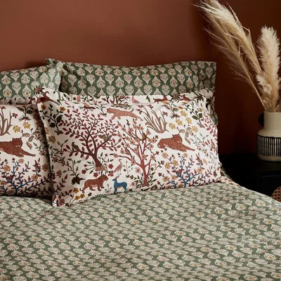 Dunelm Forest Animal Natural Oxford Pillowcase