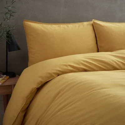 Dunelm Cotton Linen Standard Pillowcase Pair Sunshine (Yellow)