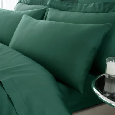 Dunelm Hotel 230 Thread Count Cotton Sateen Standard Pillowcase Pair Green