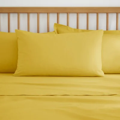 Dunelm Pure Cotton Plain Dye Kingsize Standard Pillowcase Yellow-Ochre