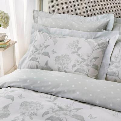 Dunelm Holly Willoughby Rene Eucalyptus Light Green 100% Cotton Oxford Pillowcase White and Blue