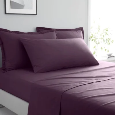 Dunelm Pure Cotton Bolster Pillowcase Aubergine (Purple)