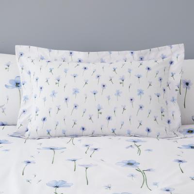Dunelm Maddie Blue Floral Oxford Pillowcase White and Blue