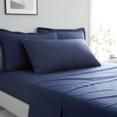 Dunelm Pure Cotton Bolster Pillowcase Luxe Navy