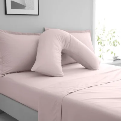 Dunelm Pure Cotton V-Shaped Pillowcase Pale Pink