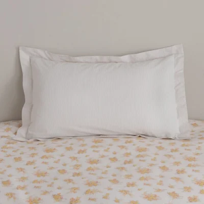 Dunelm Heidi Floral Lemon Recycled Cotton Oxford Pillowcase Lemon