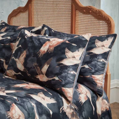 Dunelm EW by Edinburgh Weavers Flyway Elegant Ink 100% Cotton Sateen Pillowcase Pair Navy