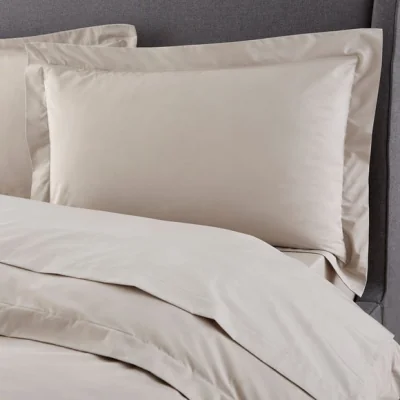 Dunelm Hotel 230 Thread Count Crisp Cotton Percale Oxford Pillowcase Beige