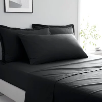 Dunelm Pure Cotton Bolster Pillowcase Black