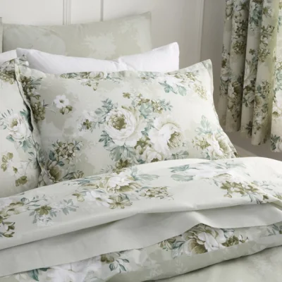 Dunelm Darla Floral Sage Oxford Pillowcase Sage (Green)