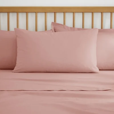 Dunelm Pure Cotton Plain Dye Kingsize Standard Pillowcase Dusty Pink
