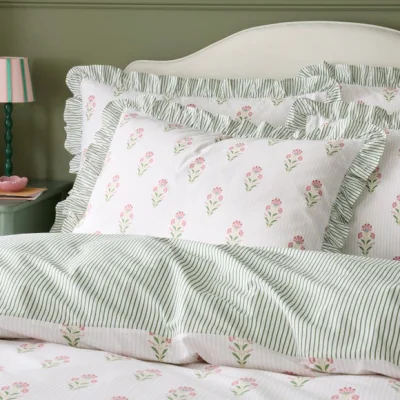 Dunelm Fiorella Frilled 100% Cotton Standard Pillowcase Pair