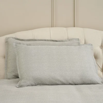 Feather & Black Cotton Collection Soft Jacquard Oxford Pillowcase Pair, Sage