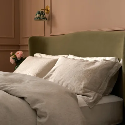 Feather & Black Amelie Oxford Edge Pillowcase Pair, Oxford Standard - Natural