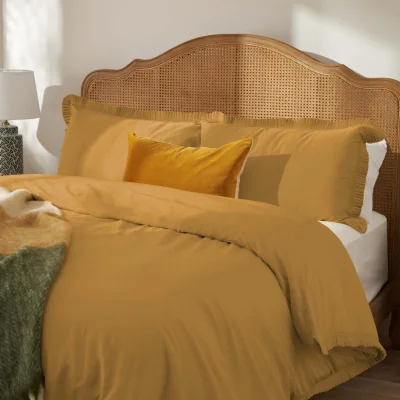 Feather & Black Florence Frill Pillowcase Pair - Natural