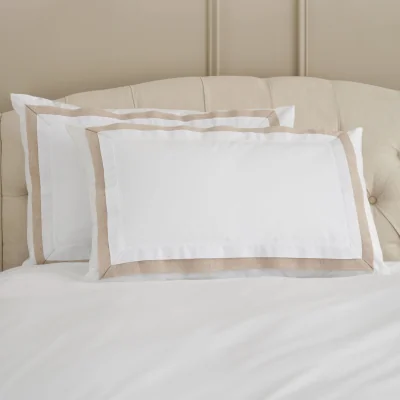 Feather & Black Natural Collection Linen Border Pillowcase Pair, Natural