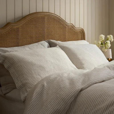 Feather & Black Amelie Stripe Oxford Edge Pillowcase Pair - Natural
