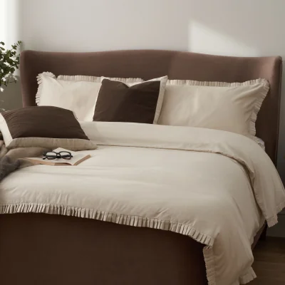 Feather & Black Florence Frill Pillowcase Pair - Ochre Gold