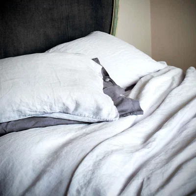 Graham & Green Set of Two Oslo Silver Grey Linen Pillowcases