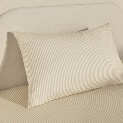 Habitat Habitat Oxford Printed Stripe Neutral Pillowcase