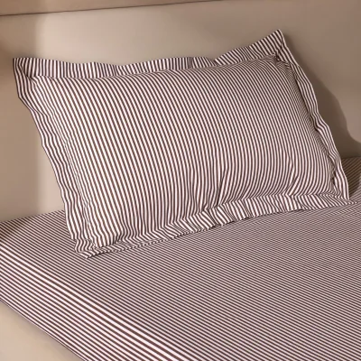 Habitat Habitat Oxford Stripe Cocoa Pillowcase