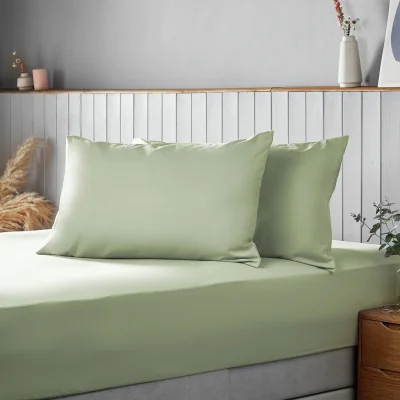 Habitat Silentnight Supersoft Plain Standard Pillowcase Pair - Green