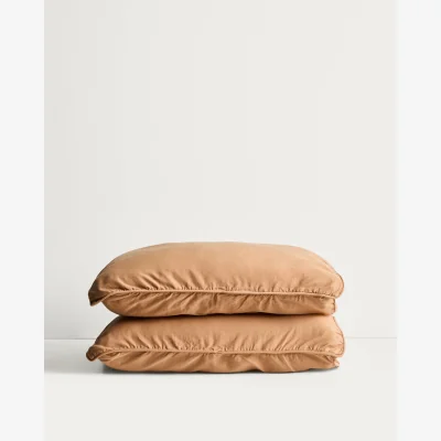 Kave Home Sirale set of 2 100% cotton sateen pillowcases with washed orange finish 50 x 80 cm