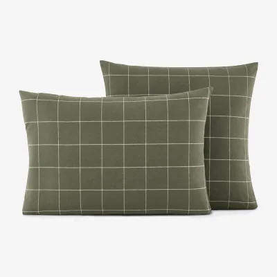 La Redoute Charlie Khaki Brushed Cotton Checked Pillowcase