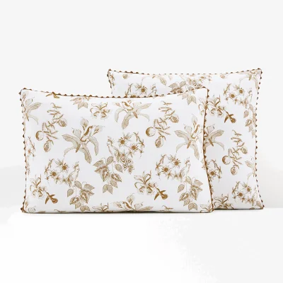 La Redoute Granadille Monochrome Floral Crochet 100% Washed Cotton Pillowcase
