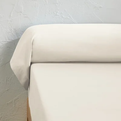 La Redoute Scenario Plain 100% Organic Cotton Percale 200 Thread Count Bolster Pillowcase